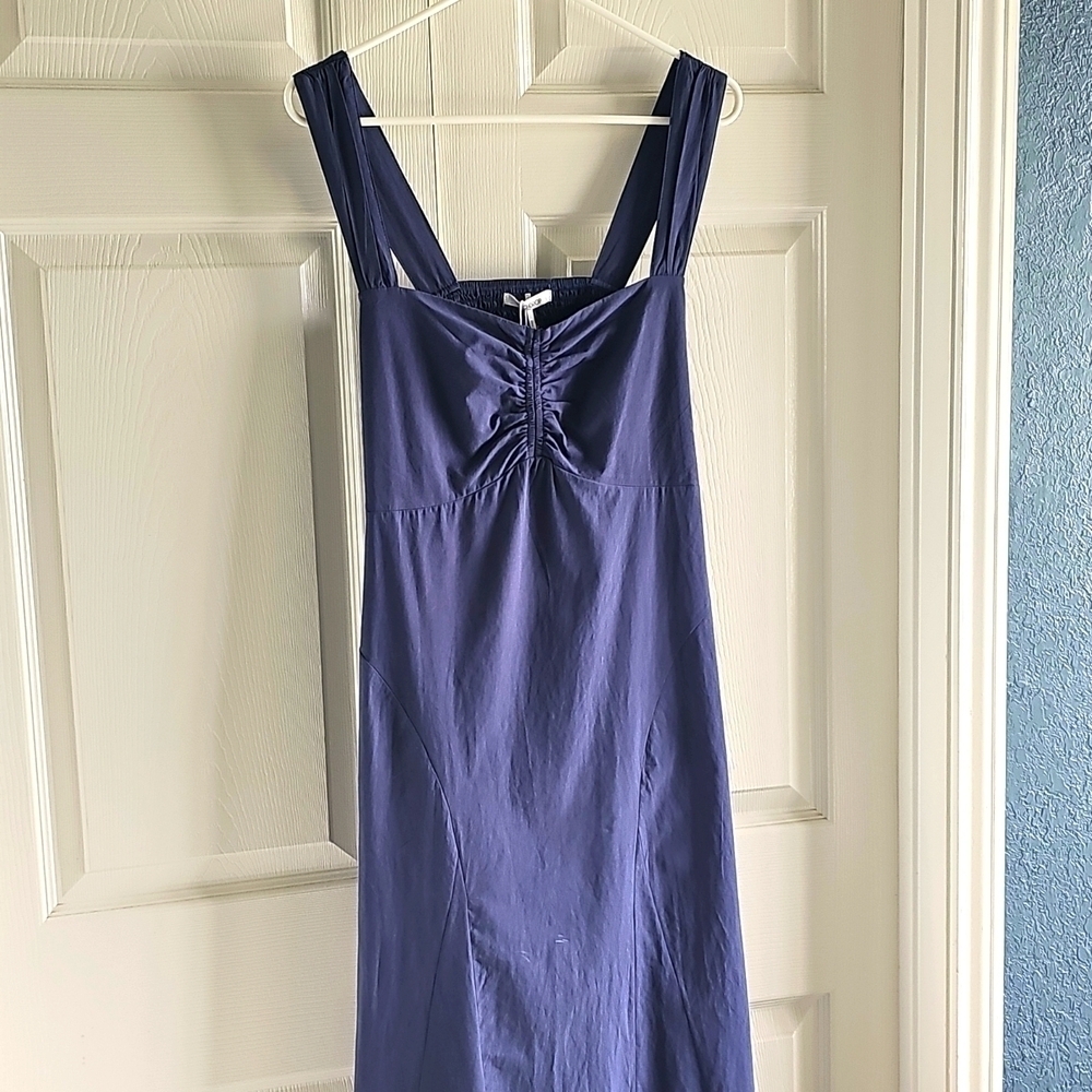 NWT Stitchdrop Bae Shore Sleeveless Midi Dress Flared Smocked Back BLUE Large - Picture 6 of 12